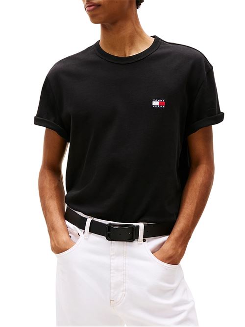 T-shirt nera in cotone Tommy Jeans | DM0DM20322BDS